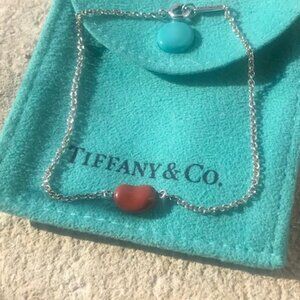 Tiffany & Co. Red Jasper Bean Bracelet by Elsa Peretti in Sterling Silver
